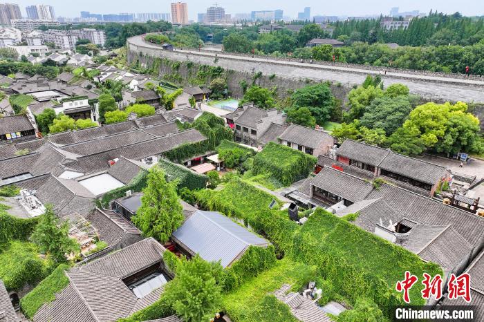 Prédios antigos em Nanjing estão cobertos de verde