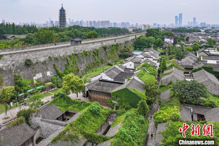 Prédios antigos em Nanjing estão cobertos de verde